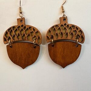 Wooden Acorn Earrings